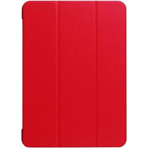 For iPad Pro 10.5 inch PU Litchi Texture 3-folding Smart Case Clear Back Cover with Holder(Red)