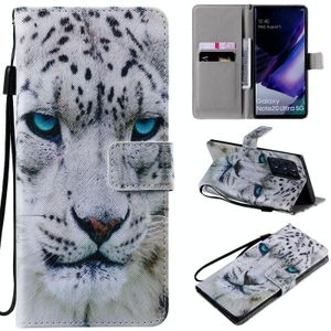 For Samsung Galaxy Note 20 Ultra Painting Horizontal Flip Leather Case with Holder & Card Slot & Lanyard(White Leopard)
