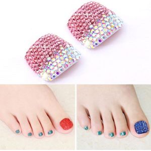 2 PCS Crystal Fake Nail Art Tips Rhinestone Full Cover Toenails Decals Stickers(NO:32)