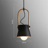 Wood Grain Creative Simple Personality Restaurant Chandelier Single Head Study Bedroom Macaron Bar Small Lamp without Light Source  Size:S(Black)