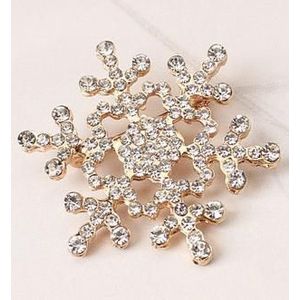 Fashion Water Drill Christmas Snowflake Brooch(Gold)