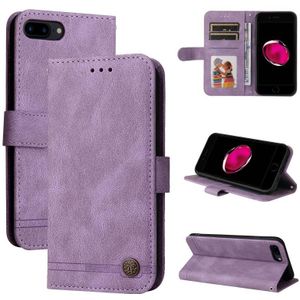 Huid Feel Life Tree Metal Button Horizontale Flip Leren Case met Houder & Kaart Slot & Portemonnee & Photo Frame & Strap voor iPhone SE 2020 / 8/7 (Paars)