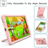 For Samsung Galaxy Tab A10.1 (2019) T510 Contrast Color Shockproof Robot Silicone + PC Case with Wristband Holder(Rose Gold)