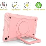 For Samsung Galaxy Tab A10.1 (2019) T510 Contrast Color Shockproof Robot Silicone + PC Case with Wristband Holder(Rose Gold)