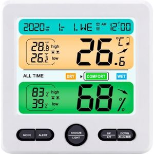 Indoor Color Digital Display Thermometer & Hygrometer Household Large-Screen Electronic Clock(TS-6211-W)