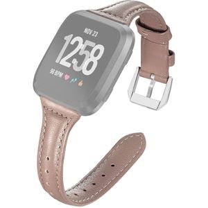 For Fitbit Versa 2 Smart Watch Genuine Leather Wrist Strap Watchband  Shrink Version(Brown)