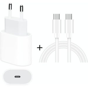 2 in 1 PD 20W Single USB-C / Type-C Port Travel Charger + 3A PD3.0 USB-C / Type-C to USB-C / Type-C Fast Charge Data Cable Set  Cable Length: 2m  EU Plug