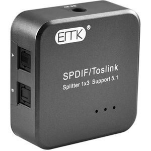 EMK 1 Input 3 Output Digital Optical Audio SPDIF Toslink Splitter Adapter (Silver Grey)