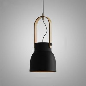 Wood Grain Creative Simple Personality Restaurant Chandelier Single Head Study Bedroom Macaron Bar Small Lamp without Light Source  Size:M(Black)