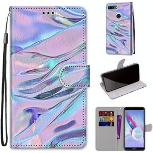 For Huawei Honor 9 Lite Coloured Drawing Cross Texture Horizontal Flip PU Leather Case with Holder & Card Slots & Wallet & Lanyard(Fluorescent Water Texture)