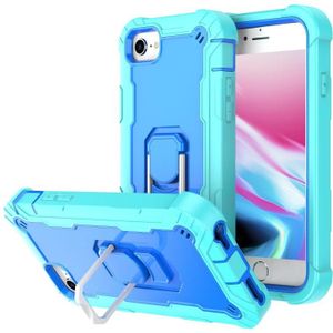 PC + Rubber 3-layers Shockproof Protective Case with Rotating Holder For iPhone SE 2020 / 8 / 7(Mint Green + Blue)
