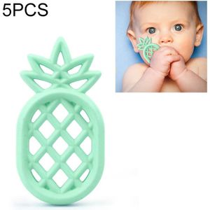 5 PCS Pineapple Silicone Teether Babies Teething Pendant Nursing Soft Silicone Safe Toys for Soothe Teething Baby(Light Green)