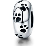 S925 Sterling Silver Pet Imprint Diamond Beads DIY Bracelet Accessory