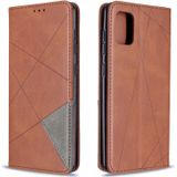 For Samsung Galaxy A31 Rhombus Texture Horizontal Flip Magnetic Leather Case with Holder & Card Slots & Wallet(Brown)