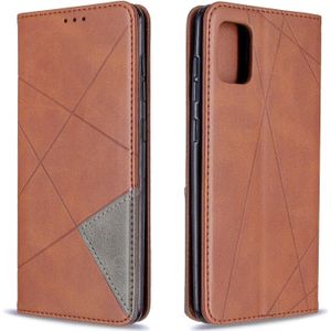 For Samsung Galaxy A31 Rhombus Texture Horizontal Flip Magnetic Leather Case with Holder & Card Slots & Wallet(Brown)