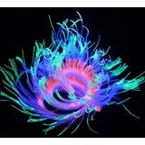 Aquarium Fish Tank Landscaping Decoration Silica Gel Simulation Software Coral Fluorescent Anemone  Size: 50cm(Blue)