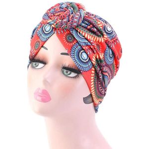 3 PCS TJM-342 Cotton Whirlpool Flower Shape Turban Hat(CircleRed)