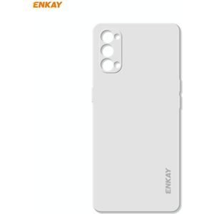 For OPPO Reno4 ENKAY ENK-PC073 Hat-Prince Liquid Silicone Straight Edge Shockproof Protective Case(White)
