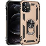 For iPhone 12 / 12 Pro Shockproof TPU + PC Protective Case with 360 Degree Rotating Holder(Gold)