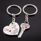 Fashion Heart Key Ring Silver Color Lovers Love Key Chain Valentine Day Gift 1 Pair Couple Keychain