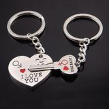 Fashion Heart Key Ring Silver Color Lovers Love Key Chain Valentine Day Gift 1 Pair Couple Keychain