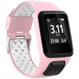 For TomTom Spark Runner 2 / 3 Strap Universal Model Two Color Silicone Replacement Wristband(Pink White)