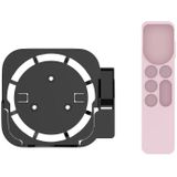 JV06T Set Top Box Bracket + Remote Control Protective Case Set for Apple TV(Black + Pink)