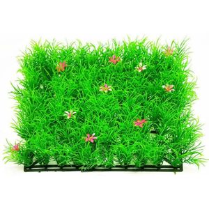 2 PCS Simulation Lawn Shopping Mall Indoor And Outdoor Fish Tank Turtle Tank Green Plant Decoration  Size: 25x25x3.5cm  Style:Snapdragon Lawn