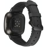 For Fitbit Versa 3 Leather + Silicone Replacement Strap Watchband(Black)