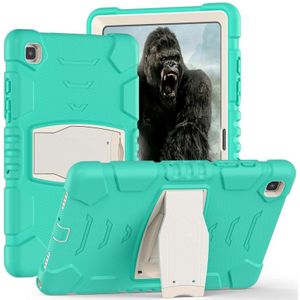 For Samsung Galaxy Tab A7 T500 3-Layer Protection Screen Frame + PC + Silicone Shockproof Combination Case with Holder(Mint Green)