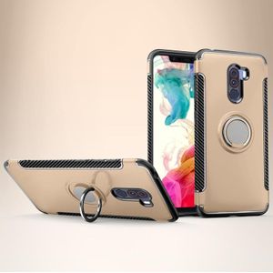 Anti-fall Car Magnetic Case with 360 Degree Rotating Armor Ring for Xiaomi Pocophone F1(Gold)