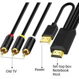 5m JingHua HDMI-3RCA HDMI To 3RCA Conversion Cable Set-Top TV Projector AV Lotus Converter Cable