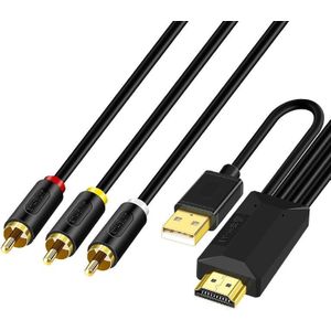 5m JingHua HDMI-3RCA HDMI To 3RCA Conversion Cable Set-Top TV Projector AV Lotus Converter Cable