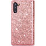 For Samsung Galaxy Note 10 Ultrathin Glitter Magnetic Horizontal Flip Leather Case with Holder & Card Slots(Rose Gold)