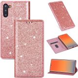 For Samsung Galaxy Note 10 Ultrathin Glitter Magnetic Horizontal Flip Leather Case with Holder & Card Slots(Rose Gold)