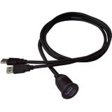 1m Flush Mount USB 3.0 Dock Car Ship Motorcycle Dashboard Panel Male to Female Data Waterproof Extension Cord(Black)