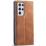 For Samsung Galaxy S21 Ultra 5G Forwenw Dream Series Oil Edge Strong Magnetism Horizontal Flip Leather Case with Holder & Card Slots & Wallet & Photo Frame(Brown)