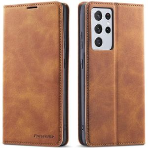 For Samsung Galaxy S21 Ultra 5G Forwenw Dream Series Oil Edge Strong Magnetism Horizontal Flip Leather Case with Holder & Card Slots & Wallet & Photo Frame(Brown)
