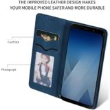 Retro Skin Feel Business Magnetic Horizontal Flip Leather Case for Samsung Galaxy A8 Plus 2018??(Navy Blue)