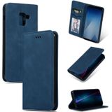 Retro Skin Feel Business Magnetic Horizontal Flip Leather Case for Samsung Galaxy A8 Plus 2018??(Navy Blue)