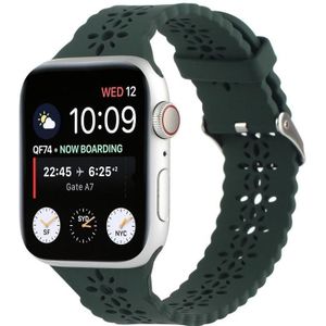 Uitgeholde Siliconen Vervanging Horlogeband voor Apple Watch Series 7 41mm / 6 & SE & 5 & 4 40mm / 3 & 2 & 1 38mm (Dark Green)