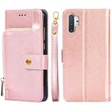 For Samsung Galaxy Note10+ Zipper Bag PU + TPU Horizontal Flip Leather Case with Holder & Card Slot & Wallet & Lanyard(Rose Gold)