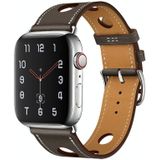 PU Silver Buckle Watchband voor Apple Watch Series 7 45 mm / 6 & SE & 5 & 4 44mm / 3 & 2 & 1 42mm (Taupe)