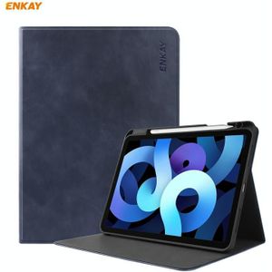ENKAY ENK-8024 Cow Texture PU Leather + TPU Smart Case with Pen Slot for iPad Air 10.9 (2020) / iPad Pro 11 (2018)(Dark Blue)