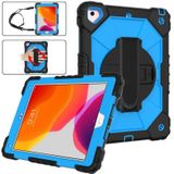 Contrast Color Robot Shockproof Silicon + PC Protective Case with Holder & Shoulder Strap For iPad 9.7 (2018) & (2017) / Air 2 / Air(Black+Blue)