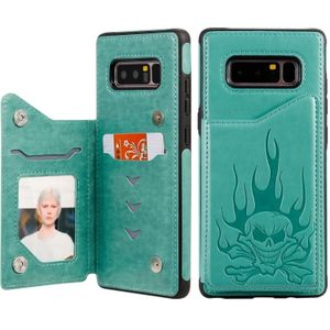 Voor Galaxy Note8 Skull Head Embossing Pattern Shockproof Protective Case met Holder & Card Slots & Wallet(Groen)