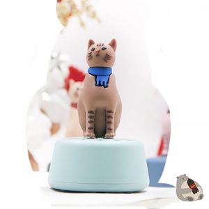 Cartoon Cat Shape Countdown Timer Student Learning Time Manager Kitchen Timer Mechanical Reminder(Light Green)
