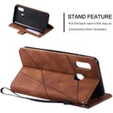 Voor Samsung Galaxy A20e Skin Feel Splicing Horizontal Flip Leather Case met Holder & Card Slots & Wallet & Photo Frame(Brown)