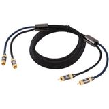 EMK 2 x RCA Male to 2 x RCA Male Gold Plated Connector Nylon Braid Coaxial Audio Cable for TV / Amplifier / Home Theater / DVD  Cable Length:3m(Black)