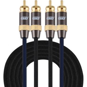 EMK 2 x RCA Male to 2 x RCA Male Gold Plated Connector Nylon Braid Coaxial Audio Cable for TV / Amplifier / Home Theater / DVD  Cable Length:3m(Black)